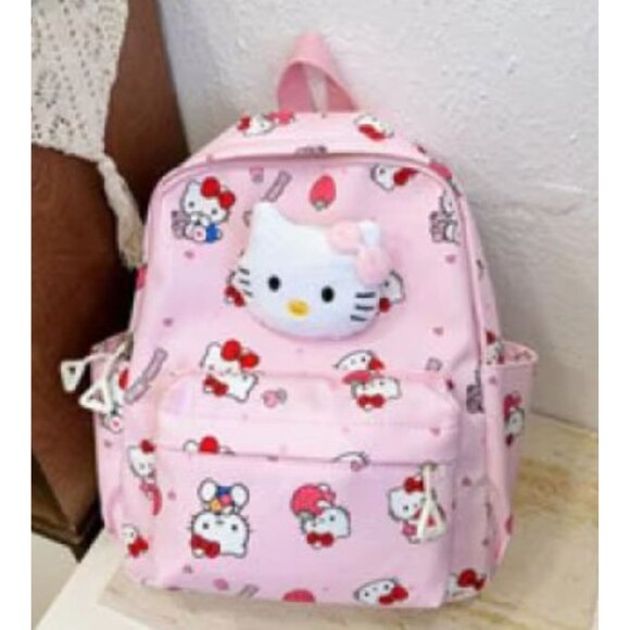 Hello Kitty Plush Backpack – Soft Cartoon School Knapsack 3D Hello Kitty Head - Picture 1 of 3